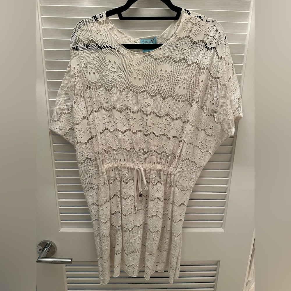 LeTarte Handmade 100% cotton skull embroidered beach coverup or dress